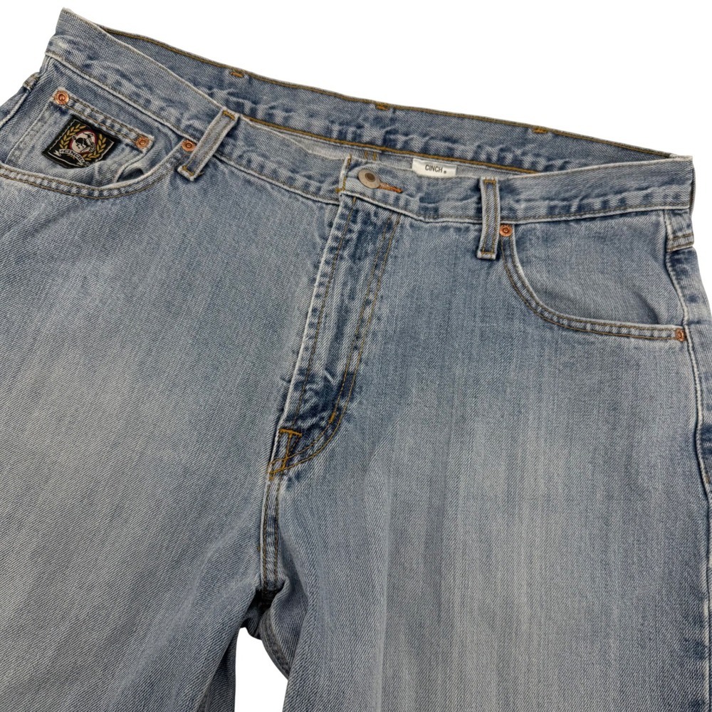 Cinch Black Label Jeans Mens 38x32 Blue Relaxed Straight Leg Denim MB90833001
